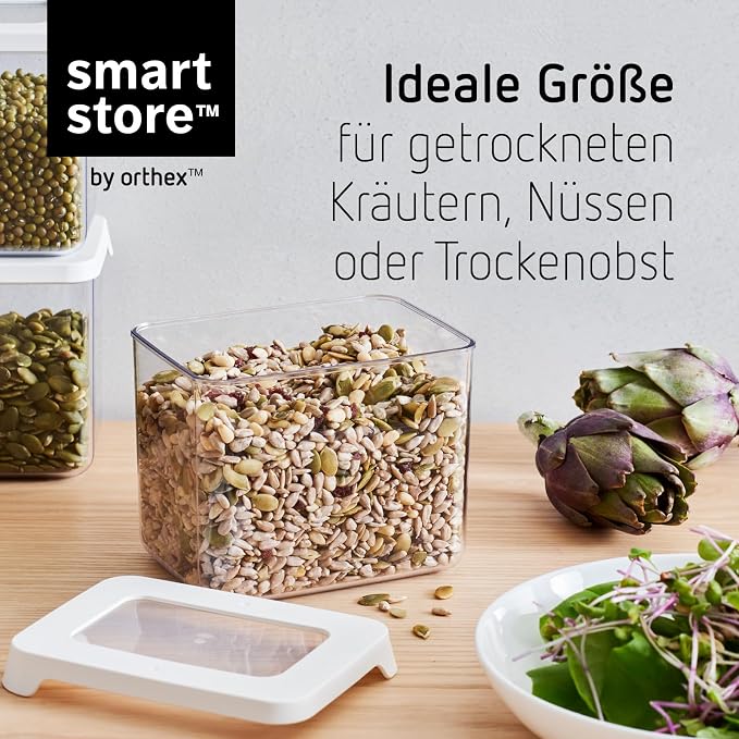 SmartStore Clear Airtight Dry Food Containers with Lids 0.8L Set of 8-20% Bio-based Plastic Storage Box with Lid, BPA Free, Dishwasher Safe - Stacking Kitchen Storage Containers - 12.5 x 9 x 10cm - Image 4