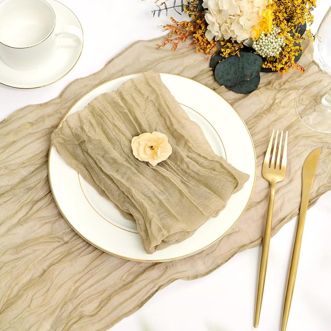 fani 100 Pack Gauze Cheesecloth Napkins, 20 x 20 in, Beige | Wrinkled Table Napkins, Soft Cotton, Rustic Decorative, Weddings, Party, Dinner Table, Everyday Use - Image 3