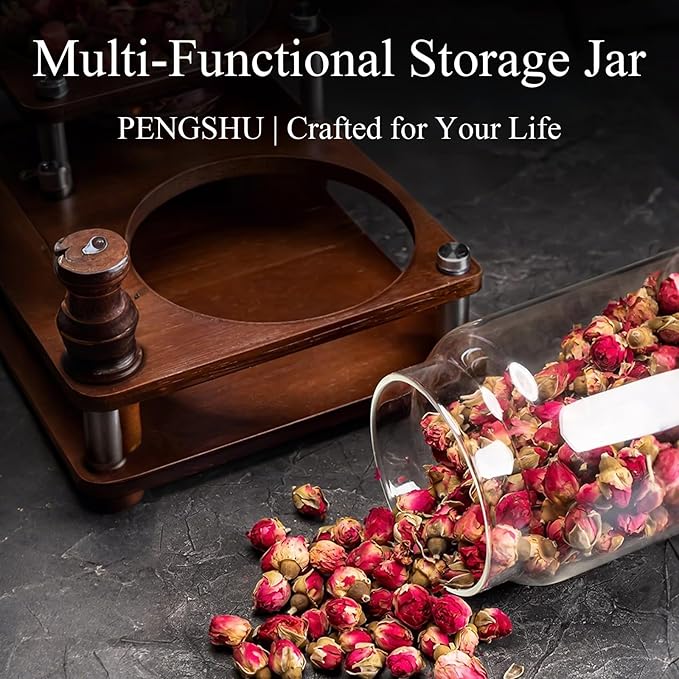 Glass Jars with Airtight Wood Lids - 34 OZ Kitchen Pantry Storage Containers, Decorative Canister for Fusilli, Spaghetti, Pasta, Sugar, Coffee Beans, Cereal, Oats, Candy, Cookie, Tea, Nuts, Set of 2 - Image 5