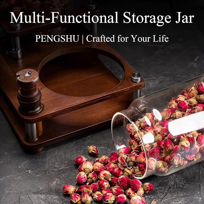 Glass Jars with Airtight Wood Lids - 57 OZ Large Tall Kitchen Pantry Storage Containers, Decorative Canister for Pasta, Spaghetti, Fusilli, Noodles, Coffee Beans, Oats, Cereal, Tea, Nuts, Set of 2 - Image 5