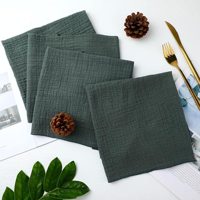 50 Pcs Sage Green Cloth Linen Napkins Cotton Linen Dinner Napkins Solid Color Reusable Table Dinner Napkins for Hotel, Lunch, Restaurant, Weddings Engagement Party Guests Family, 16.5 x 16.5'' - Image 4