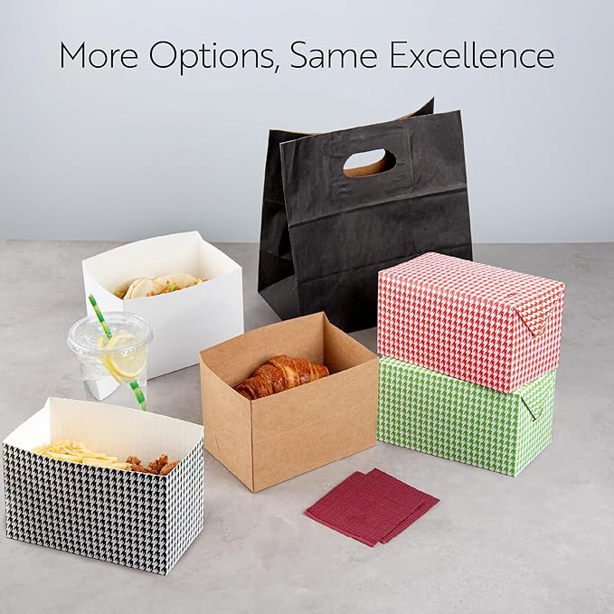 Bio Tek 47 Ounce To Go Boxes, 400 Rectangle Take Out Food Containers - Fast Top Closure, Disposable, Green Houndstooth Paper Carry Out Containers, For Burgers Or Fried Chicken - Restaurantware - Image 5