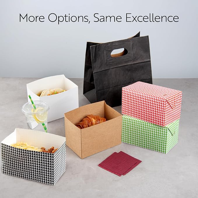 Bio Tek 47 Ounce To Go Boxes, 400 Rectangle Take Out Food Containers - Fast Top Closure, Disposable, Green Houndstooth Paper Carry Out Containers, For Burgers Or Fried Chicken - Restaurantware - Image 5