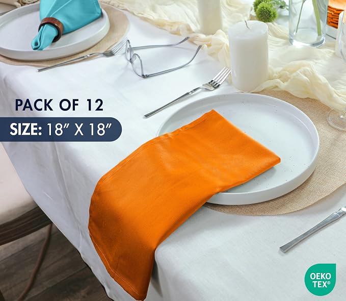 Ruvanti Cloth Napkins Set of 12, 18x18 Inches Napkins Cloth Washable, Soft, Durable, Absorbent, Cotton Blend. Table Dinner Napkins Cloth for Hotel, Christmas, Dinner, Parties - Multi Color - Image 5