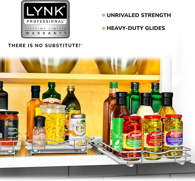 LYNK PROFESSIONAL® Pull Out Spice Organization for Cabinets - 10-3/8 inch Wide – Spice Rack for Inside Cabinets, Slide Out Spice Rack Organizer for cabinet – Pull Out Spice Rack, Sliding 1 Tier Chrome - Image 7