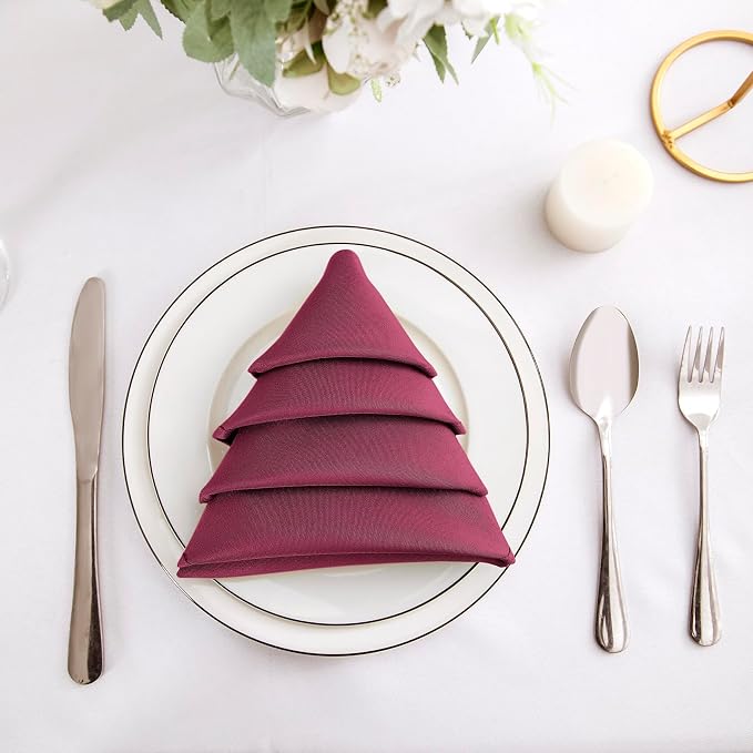 Bailarina Cloth Napkins Set of 120,17x17 inches Dinner Napkins Cloth Washable,Polyester Square Table Cloth Napkin Bulk with Hemmed Edges Ideal for Banquets, Parties and Weddings-Burgundy - Image 3