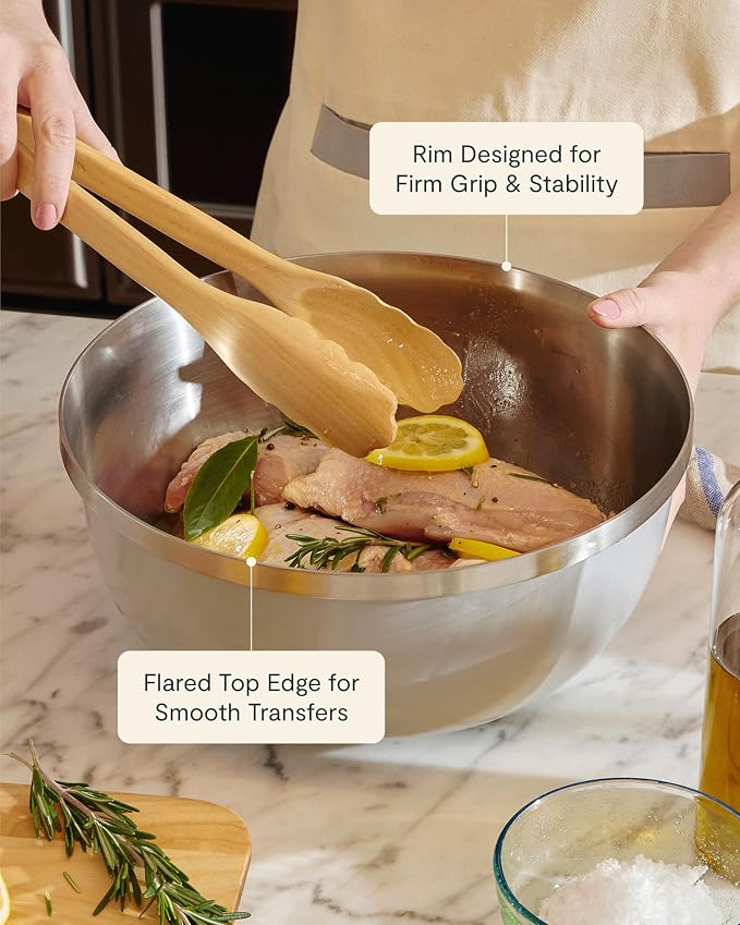 Caraway 6-Piece Stainless Steel Mixing Bowl Set with Glass Lids | 6 qt, 4 qt, 2 qt Kitchen Bowls with Tempered Glass Lids, Non-Toxic, PFAS-Free, Perracotta - Image 6