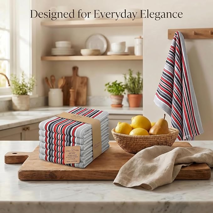 Urban Villa Kitchen Towels Cotton Dish Towels 20”x30” (Set of 6) Grey - Image 5