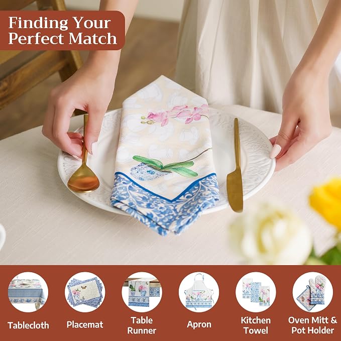 Maison d' Hermine Cloth Napkins Set of 4 Reusable 100% Cotton (20" x 20") | Everyday Square Napkins Cloth Washable Dinner Party Wedding Restaurant Hotel Kitchen Spring Summer - Canton - Image 4