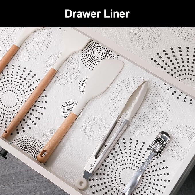 Cooyes Shelf and Drawer Liner for Kitchen Cabinets – Non-Adhesive, Waterproof, Non-Slip Cabinet Liners for Scratch Protection, Desk, Refrigerator, Shelves, Drawers with Modern Pattern - Image 4