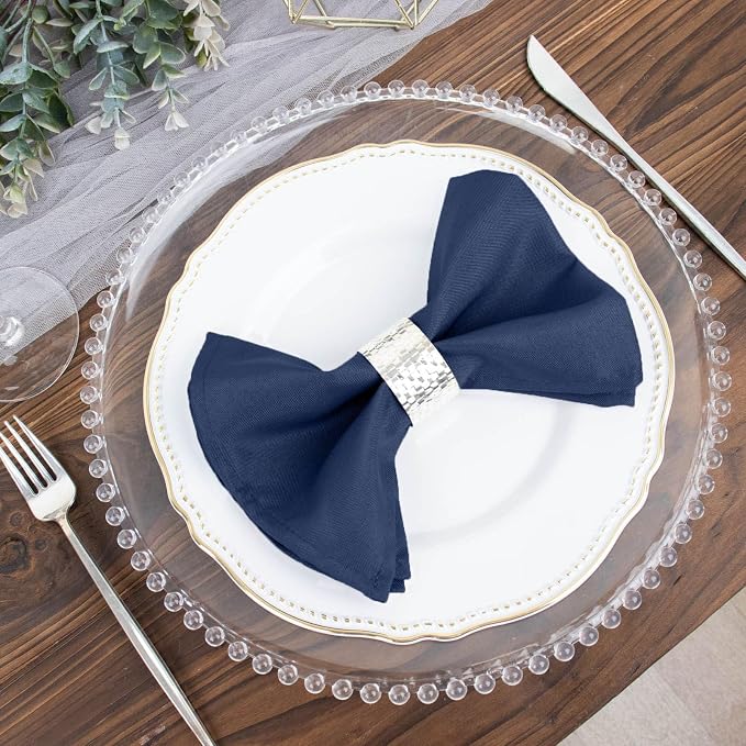 Efavormart Premium Cloth Napkins Set of 100, 17x17 Inch Navy Blue Seamless Dinner Napkins, Washable Linen Table Napkin Cloth with Hemmed Edges for Weddings, Party and Banquet - Image 8