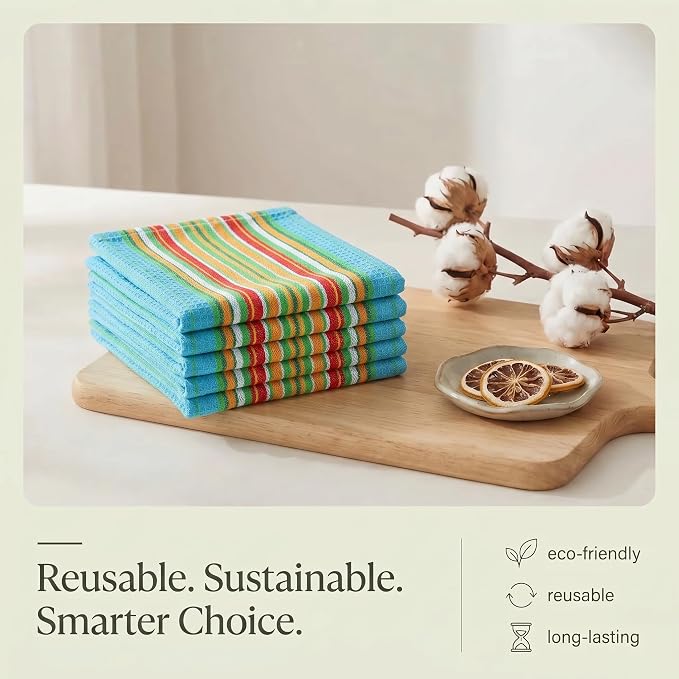 Urban Villa Kitchen Towels Cotton Dish Towels 20”x30” (Set of 6) Azure - Image 8