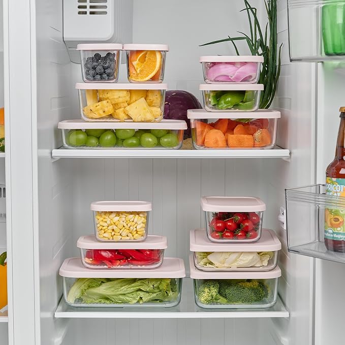 Glass Food Storage Containers with Lids — 12 Piece — 17.6 oz Glass with BPA-Free Leakproof Stackable Lids — Microwave, Oven & Dishwasher Safe — Ideal for Meal Prep & More - Berry Blush - Image 4
