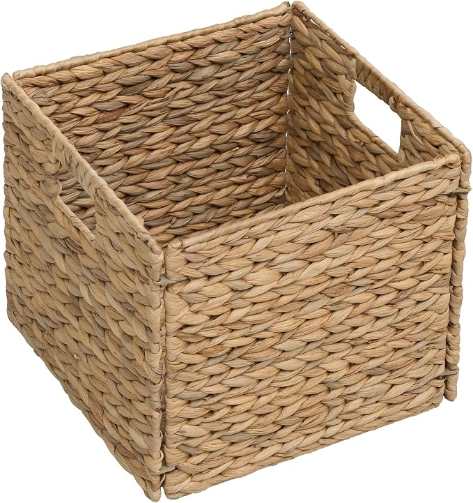 Large Square Woven Hyacinth Wicker Pantry Storage Baskets, Set of 6 | 11"x11"x10", Natural, Iron Wire Frame - Image 5