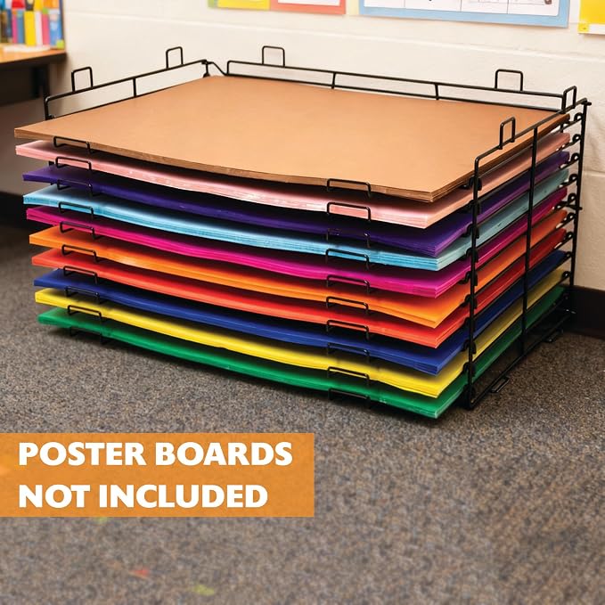 BAZIC Poster Board Display Rack Stackable 10-Slots, Art Drying Racks, Metal Steel Powder Coated, Assembled Size 29.5"x23"x16" (Boards Not Included) | stores and displays 22 x 28 in poster boards upright and separated - Image 5