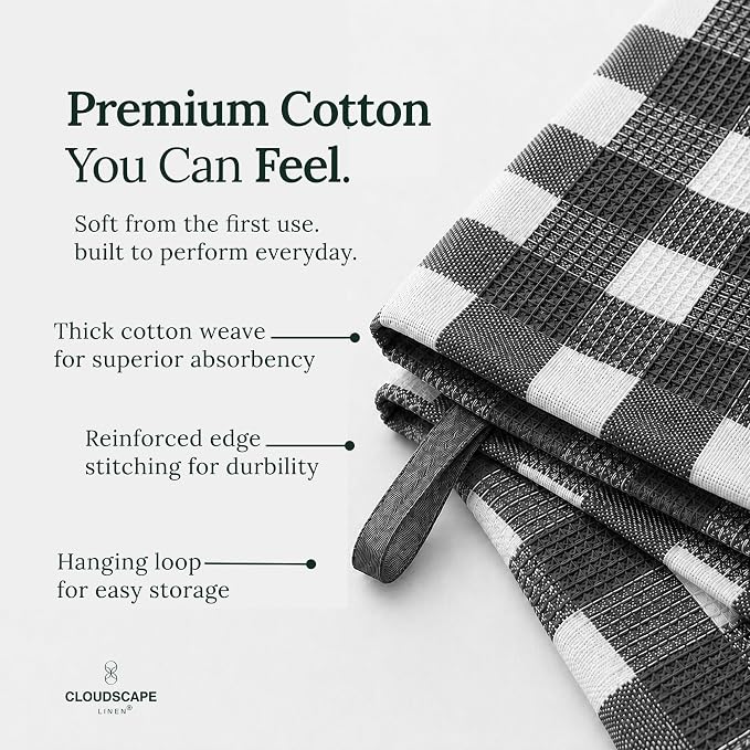 CSL Premium Kitchen Towels Set of 6,Highly Absorbent,Quick Dry,18x28, Grey - Image 2