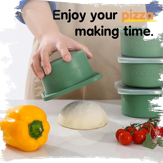 500ml Individual Pizza Dough Proofing Container with Airtight Lid – Ideal for Neapolitan Pizza Dough Cold Fermentation, Food Grade Silicone, Freezer & Dishwasher Safe – 3 Pack (Green) - Image 2