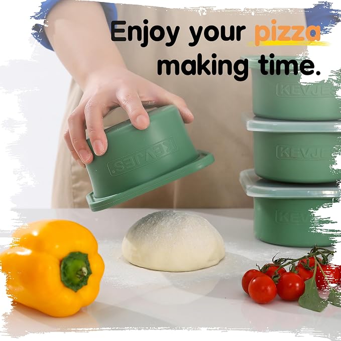 500ml Individual Dough Storage Vessels with Airtight Lid – Ideal for Neapolitan Pizza Round Dough Ball Cold Fermentation, Food Grade Silicone, Freezer & Dishwasher Safe – 2 Pack (Green) - Image 2