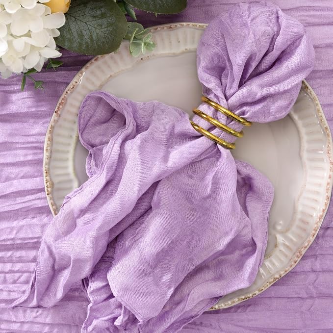 Cheesecloth Napkins Lilac Purple Cloth Napkins Bulk,Set of 50 | 21''x21'',Washable Boho Table Gauze Fabric Napkins,for Wedding Baby Bridal Shower Dinner Party Decor by Jimtx