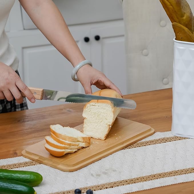 Extra Large Diamond Pattern Embossed Bread Box with Bamboo Lid | Corner Breadbox for Homemade Bread, White Metal Bread Storage Container Bin for Kitchen Countertop, Fits 2 Loaves of Bread - Image 5