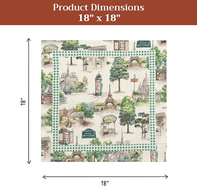 Maison d' Hermine Cloth Napkins Set of 4 Reusable 100% Cotton (18" x 18") | Everyday Square Napkins Cloth Washable Dinner Party Wedding Restaurant Hotel Kitchen Spring Summer - Paris Voyage - Image 7