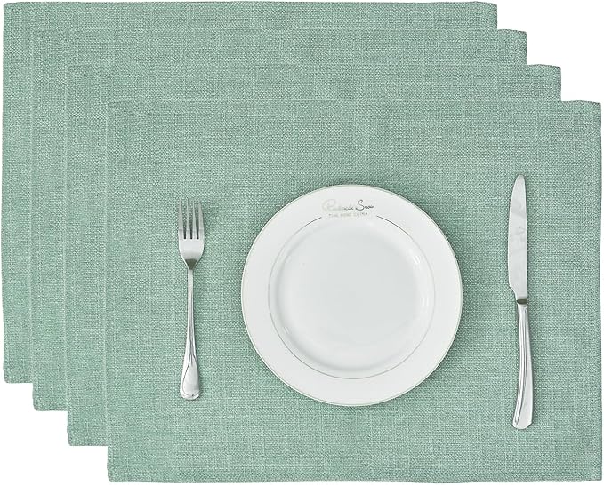 BALCONY & FALCON Rectangle Table Cloth Waterproof Celadon Green 13.8"x 17.7" 4pcs by BALCONYFALCON