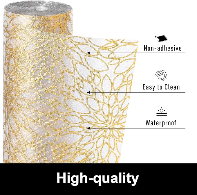 Cooyes Shelf Liners for Kitchen Cabinets, Waterproof and Oil-Proof Kitchen Cupboard Liner, Refrigerator Liners and Plastic Drawer Mats EVA Non Adhesive Shelves（17.5" W x 197" L） - Image 2