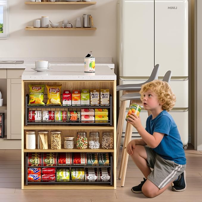 3 Tier Stackable Can Rack Organizer for Pantry Shelf, Adjustable Extra-Long Can Holder for Kitchen Storage, Sturdy Standing Rolling Can Dispenser for Canned Food Goods Drink Soup up to 96, Black - Image 8