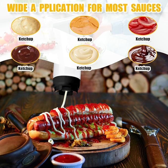 Roshtia 16 Pcs 16 oz Squeeze Bottle Condiment Squeeze Bottle Inverted Plastic Squeeze Bottle for Sauce Refillable Self Sealing Sauce Dispenser for Liquids Reusable Restaurants Kitchen(Black, White) - Image 7