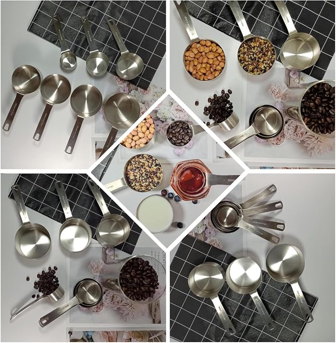 Measuring Cups and Spoons Set, 18/8 Metric & US Stainless Steel 8 Measuring Cups & 9 Spoons with 1 Leveler & 1 Measurement Conversion Chart for Baking & Kitchen - Image 9