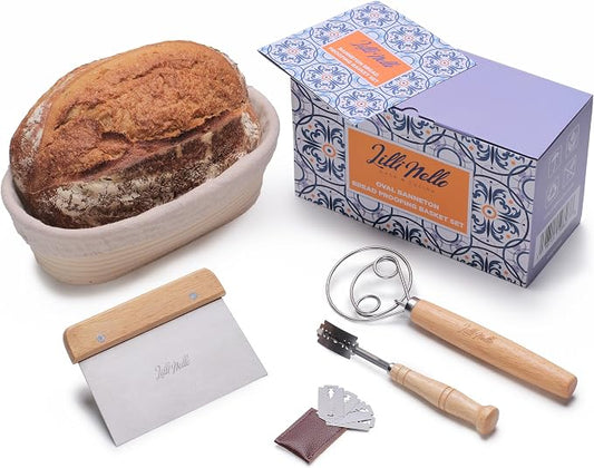 Banneton Oval 10" Sourdough Proofing Basket Set, Artisan Bread Kit, Sourdough Starter Kit, Gifts for Bakers by Unknown