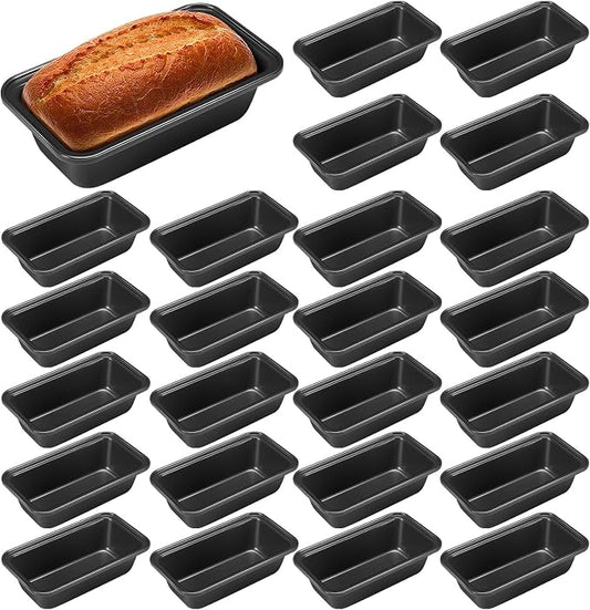 Uiifan 24 Pack Mini Loaf Pans, 6.1 x 3.3 x 2.1 in, Gray | Non Stick Small Bread Pans, Rectangle Banana Bread Tins, Tiny Carbon Steel Baking Pan, for Halloween Baking, Picnics, Party by Uiifan