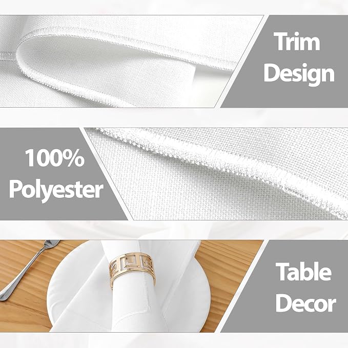 Majestic Giftware Polyester Napkins - NPK1-WT | Set of 12 (20" x 20") White Design Dinner Napkins Cloth | Linen Look Washable Cloth Napkins Set for Weddings, Banquets, or Restaurants - Image 5