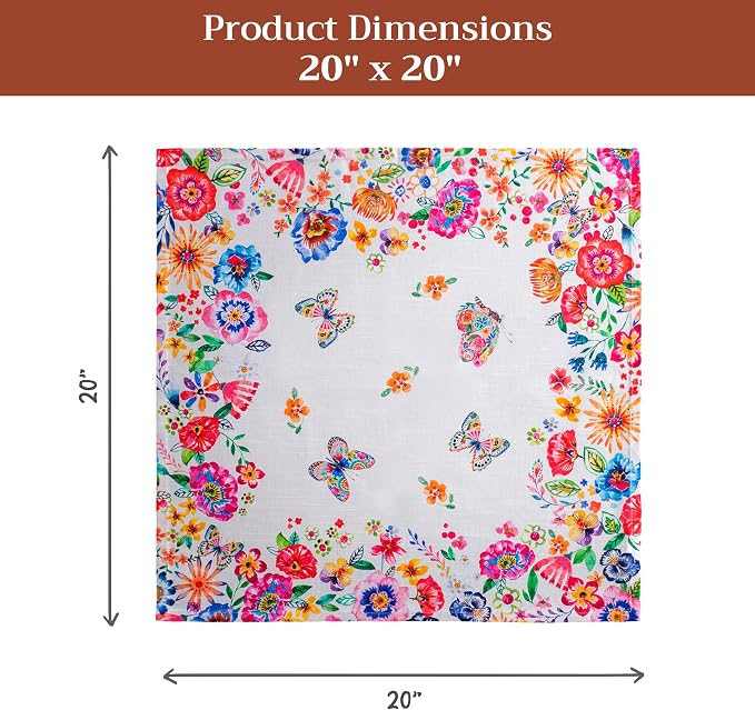 Maison d' Hermine Cloth Napkins Set of 4 Reusable 100% Cotton (20" x 20") | Everyday Square Napkins Cloth Washable Dinner Party Wedding Hotel Kitchen Spring Summer - Happy Florals - High Summer - Image 7