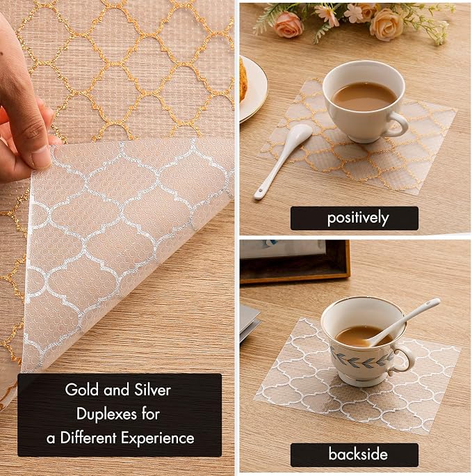 Cooyes Shelf and Drawer Liners for Kitchen Cabinets, Non Adhesive Cabinet Liner, EVA Waterproof Durable Non-Slip Drawer Mats for Shelves, Fridge, Storage, Kitchen Cupboards – Modern Pattern - Image 3