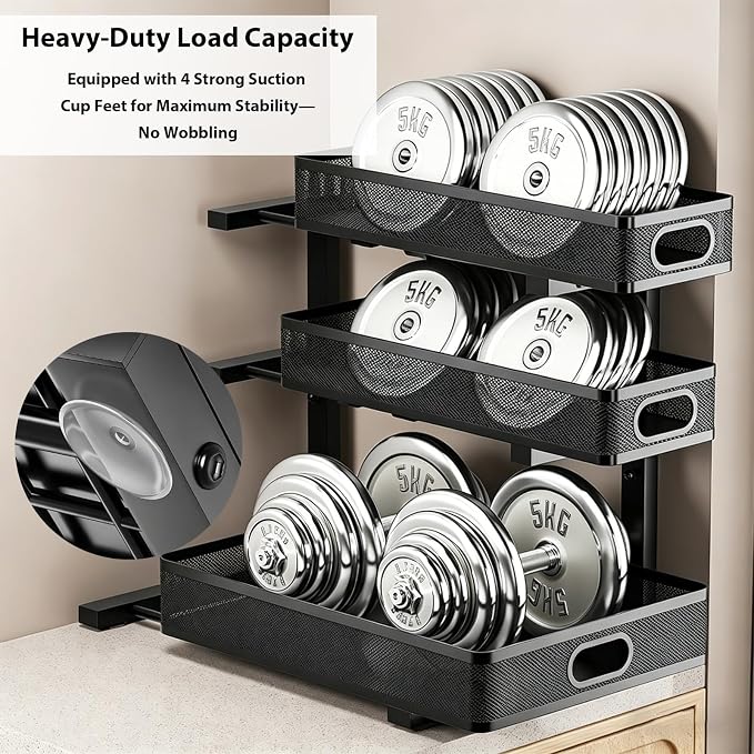 2 Pack Bathroom Under Sink Organizer, 3-Tier Pull Out Kitchen Cabinet Organizer with 5 Adjustable Heights Metal Slide Out Storage Makeup Drawer Rack for Bedroom Office Pantry Home Organization, Black - Image 8