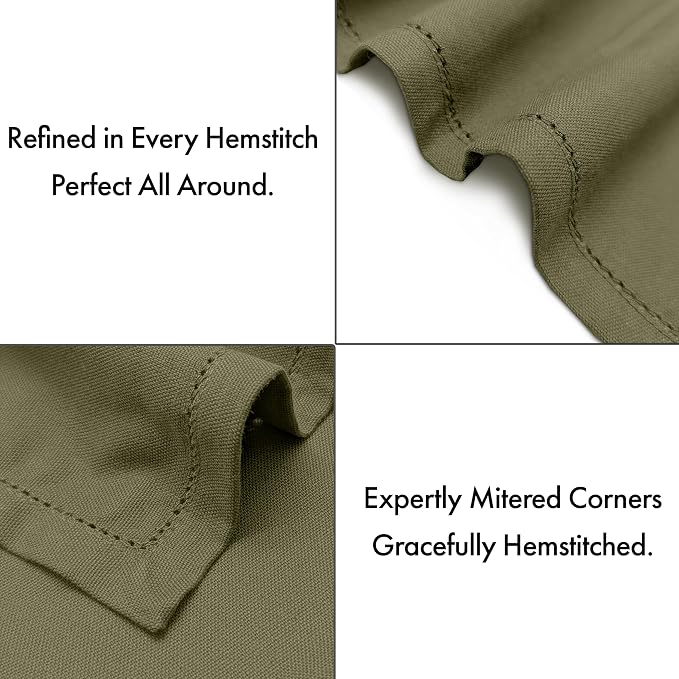 Ruvanti Cloth Napkins Set of 12, 100% Cotton High GSM 18x18 Inches, Hem Stitched Corners, Soft, Washable, Durable & Absorbent, Perfect for Parties, Christmas, Thanksgiving Dinners – Capulet Olive - Image 4