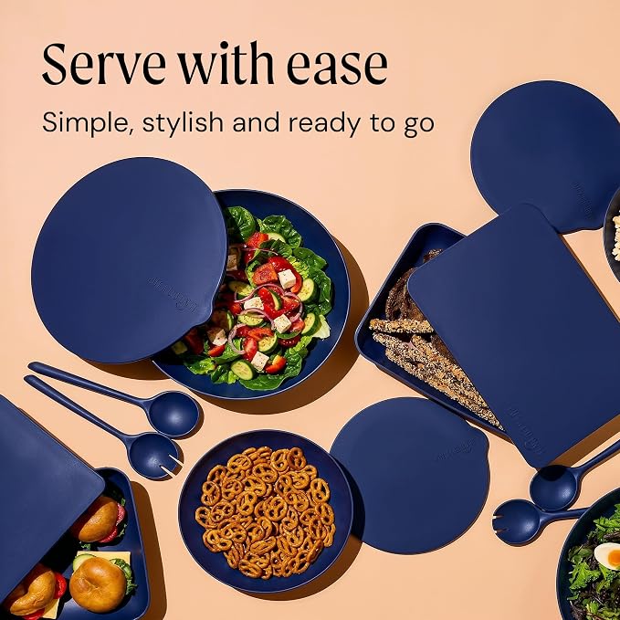 Large Serving Bowl with Lid - Certified Recycled Food-Safe Plastic, BPA-Free, Dishwasher, Microwave, Fridge and Freezer Safe | 4.96qt | Elderberry - Image 5