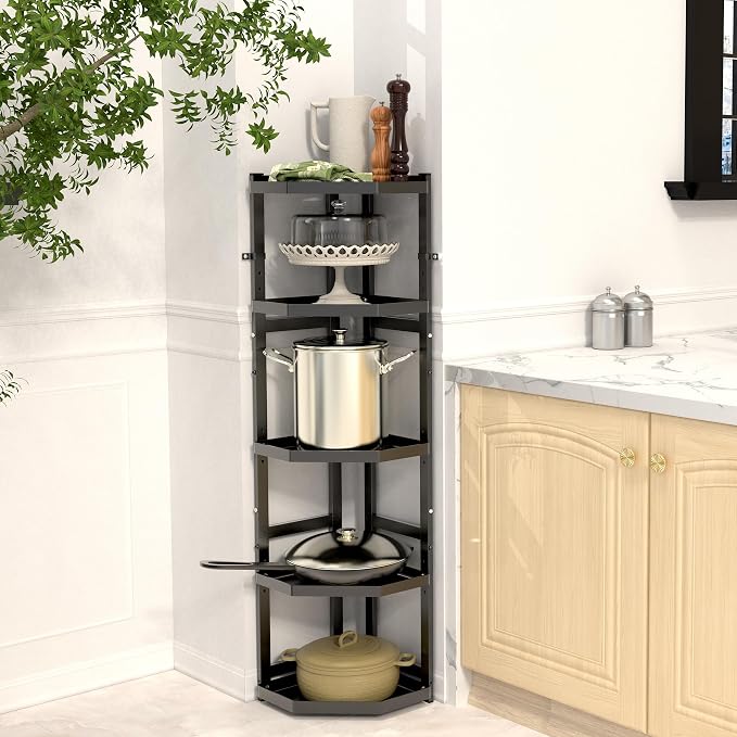 5-Tier Multifunctional Adjustable Pan & Pot Rack for Kitchen, Pan Organizer, Pot Organizer Organization & Storage, Pot Lid Organizer (Corner 5-tier wall mount) - Image 2