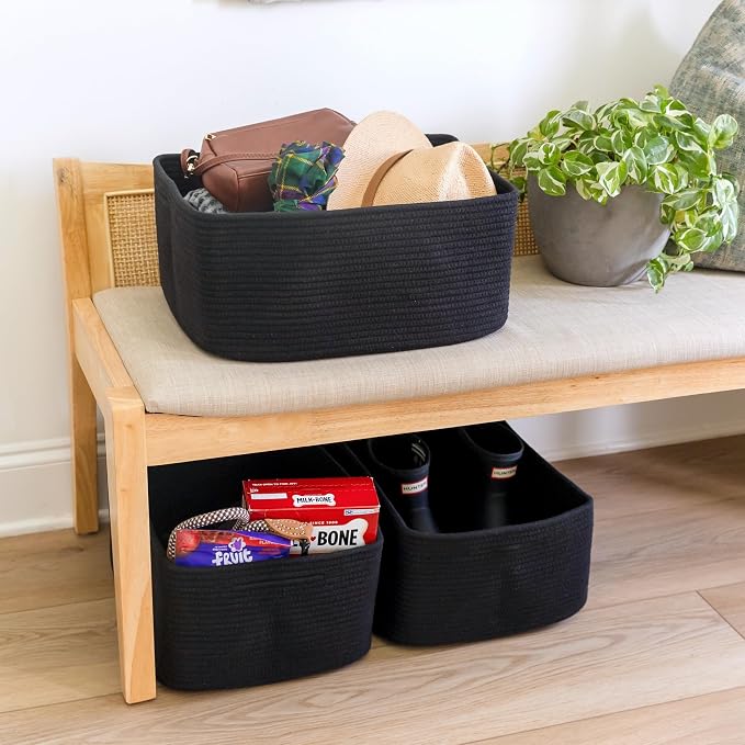 NaturalCozy Storage Baskets 16.8”x13”x7.6” Cotton Rope Woven Baskets for Organizing 3-Pack | Toy Storage Bins | Basket for Shelves, Laundry, Blanket, Clothes, Closet, Kitchen, Bathroom, Gifts - Image 9