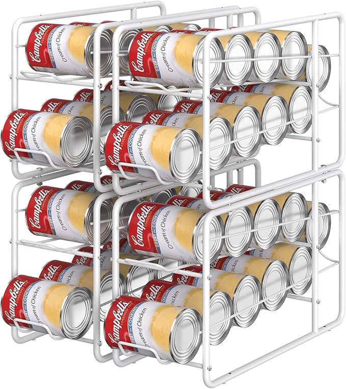MOOACE 4 Pack Can Organizer for Pantry, Soda Can Dispenser Rack, White | Stackable Canned Food Storage, Beverage Soup Cans Holder Fridge & Kitchen Cabinet Organizers and Storage - Image 6