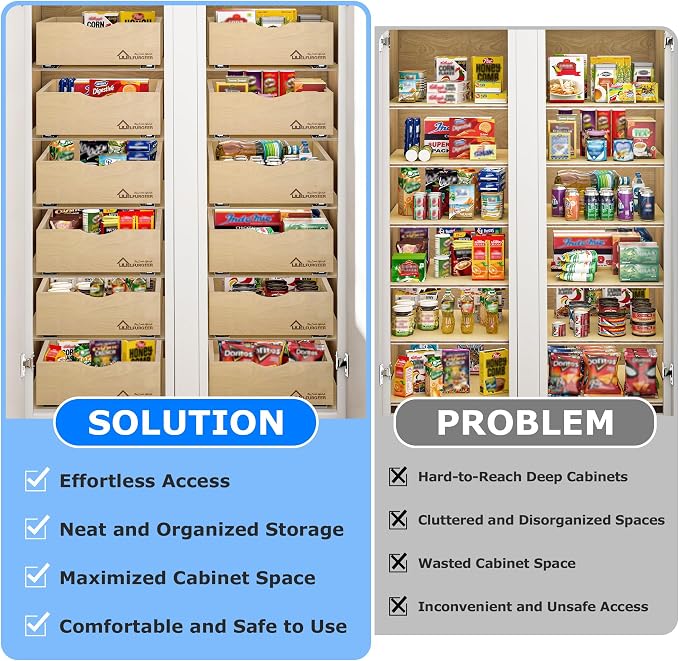 WelFurGeer Soft Close Pull Out Drawers for Kitchen Cabinets, 23" W x 21" D Pull Out Cabinet Organizer, Smooth Slide-Out Shelves for Kitchen Cabinets, Space-Saving Pullout Drawer for Home Organization - Image 3