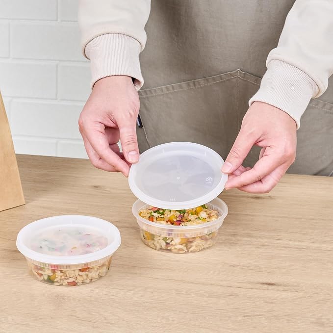Restaurantware-Asporto 8 Ounce To Go Boxes, 25 Microwavable Round Soup Containers - Clear Plastic Lids Included, Do Not Contain BPA, Clear Plastic Catering Food Containers, Disposable - Image 5