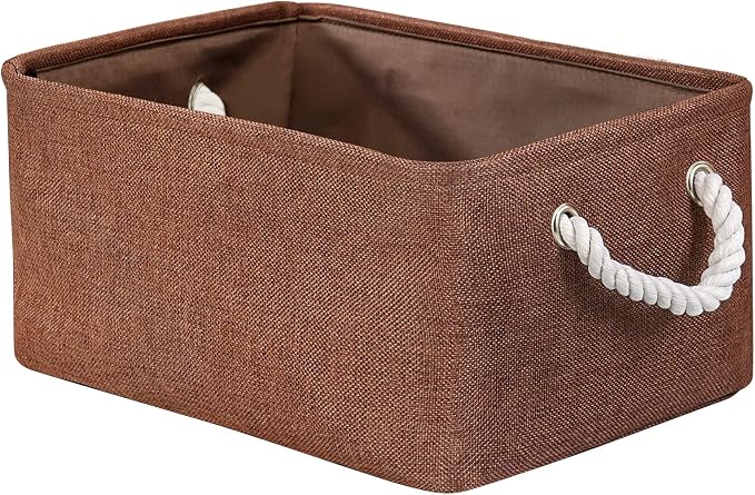 Fabric Storage Basket for Home, Shelf, Closet - Canvas Bin for Dog Toys and Baby Items (Brown, 1 Pack, 13.8L9.8W6.7H) by TheWarmHome