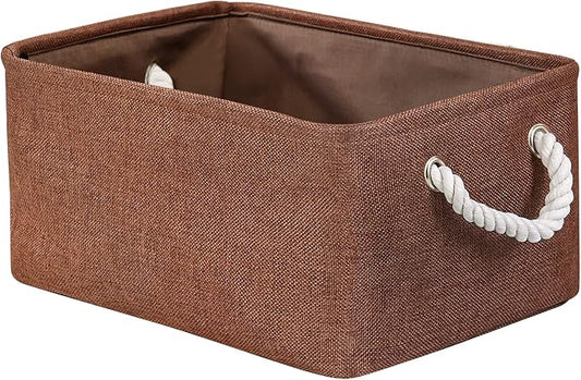 Fabric Storage Basket for Home, Shelf, Closet - Canvas Bin for Dog Toys and Baby Items (Brown, 1 Pack, 13.8L9.8W6.7H) by TheWarmHome
