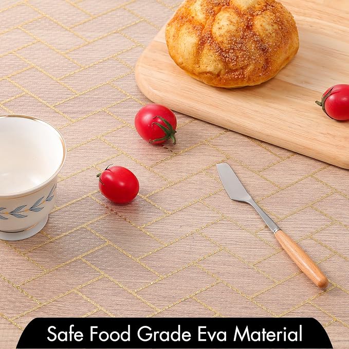 Cooyes Shelf Liner for Kitchen Cabinets – Non-Adhesive Waterproof Drawer Liner – Durable EVA Material Easy-to-Cut Shelf Paper for Refrigerator, Cupboard, Dresser with Modern Pattern - Image 4