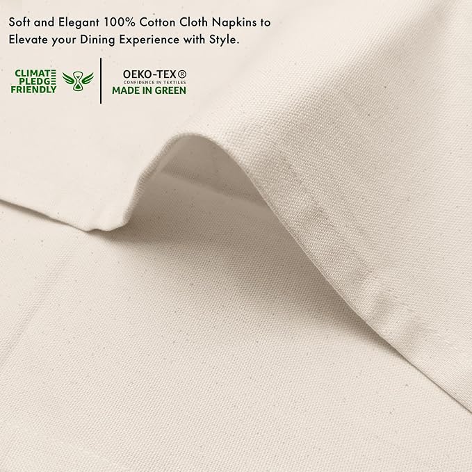 Ruvanti Cloth Napkins Set of 6, 100% Cotton High GSM 18x18 Inches Soft, Washable, Highly Durable & Absorbent, Perfect for Parties, Christmas, Thanksgiving Dinners – Natural Color - Image 4