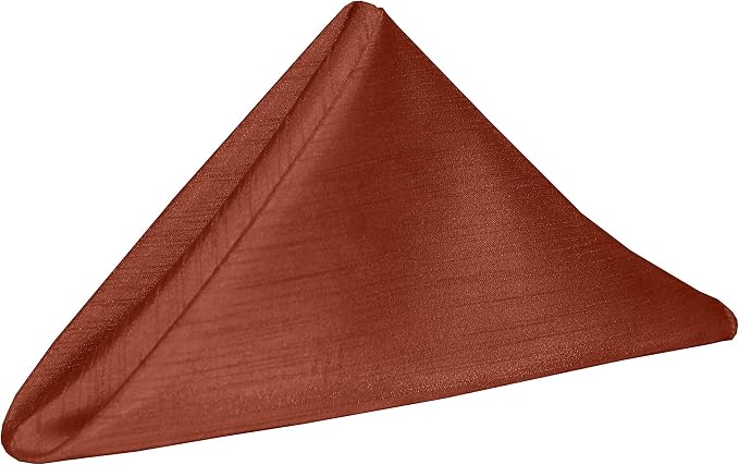 20x20-Inch Shantung Cloth Napkins, Burnt Orange, Set of 60 | Bulk Case of 5 Dozen, Dinner Napkins, Satin, Square, 100% Polyester Fabric, Reversible, Faux Dupioni Silk Reverse Side by UltimateTextile
