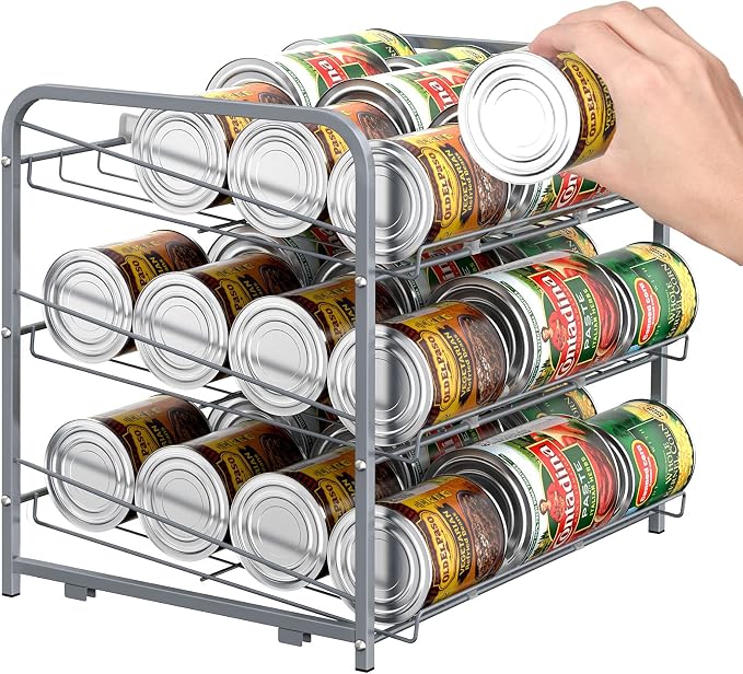 BTY Can Organizer for Pantry Stackable 2 Pack, Can Storage Organizer Rack Stacking Can Dispensers Small Space Holds up to 36 Cans for Pantry, Kitchen, Cabinet- Silver - Image 5
