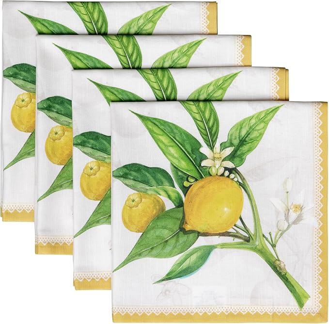 Maison d' Hermine Cloth Napkins Set of 4 Reusable 100% Cotton (20" x 20") | Everyday Square Napkins Cloth Washable Dinner Party Wedding Restaurant Hotel Kitchen Spring Summer - Limoncello by MaisondHermine